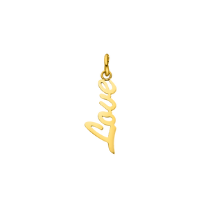Love Charm Anhänger aus 18K Gold vergoldetem Edelstahl, filigraner Schriftzug, PURELEI-typische feminine Eleganz.
