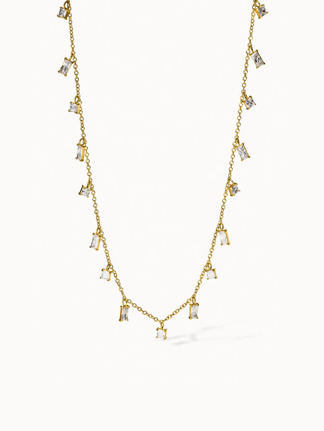 Powder Kette von PURELEI, 18K Gold Edelstahl mit klaren Zirkonia-Steinen, elegant und zeitlos, feminine Leichtigkeit.