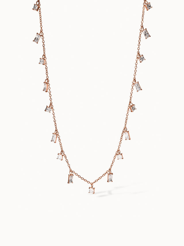 PURELEI Powder Kette in Roségold mit Zirkonia-Steinen, filigran und elegant für feminine Island-Vibes