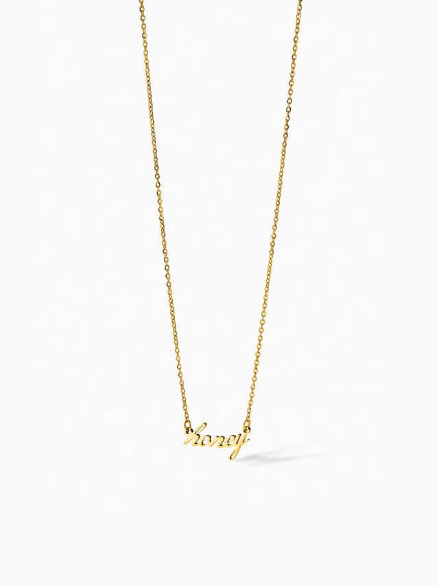 Honey Kette von PURELEI, vergoldet, geschwungener Schriftzug 