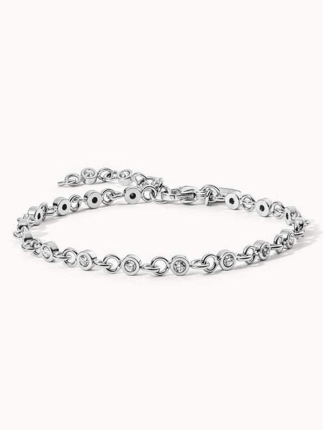 Silbernes Armband mit funkelnden Zirkonia, elegant und modern, von PURELEI.
