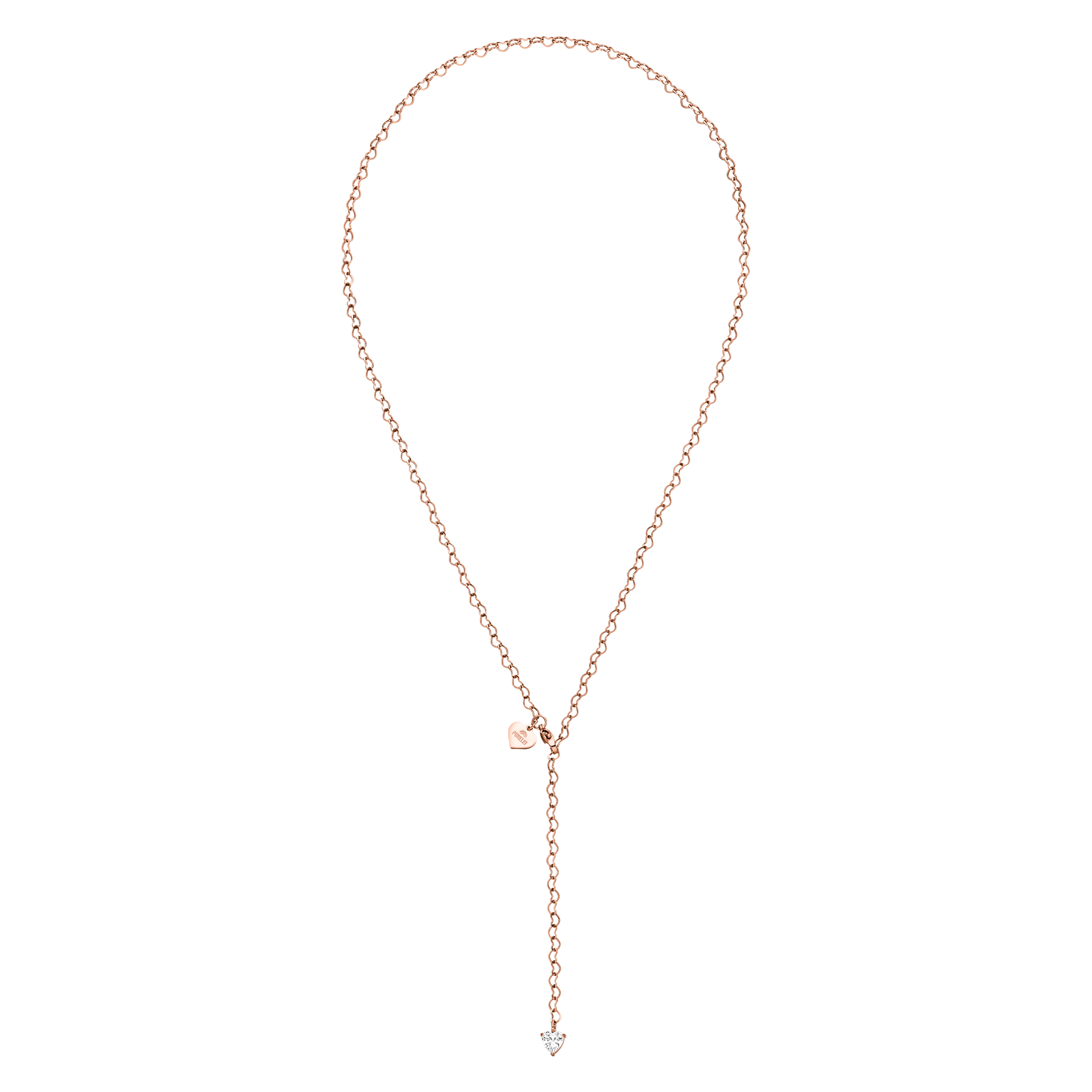 Roségoldene Kette mit Herzanhängern von PURELEI, elegant und feminin.