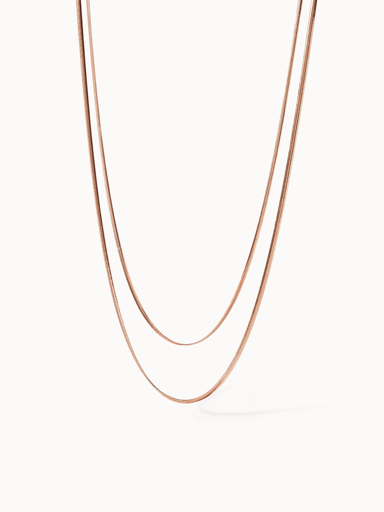 Zweireihige Roségoldkette von PURELEI, elegant und modern, mit feiner Struktur.