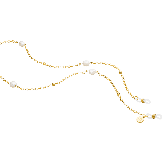 PURELEI Alima Brillenkette aus 18K vergoldetem Edelstahl mit Keshi-Perlen, elegant und feminin für den Sommer