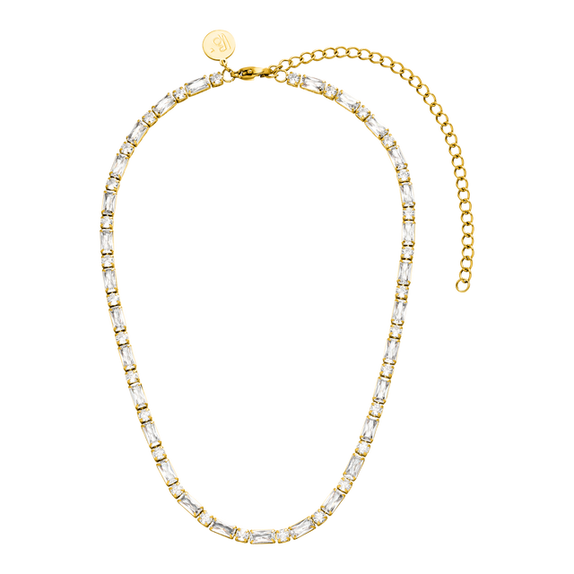 Goldene Kette mit klaren Steinen, elegant und strahlend, von PURELEI.
