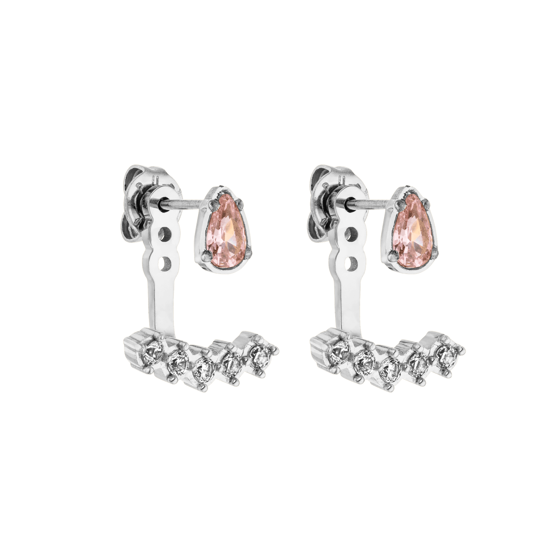 Adore Ohrringe in Silber mit rosa und weißen Zirkonia, nickelfrei, elegant und vielseitig tragbar von PURELEI.