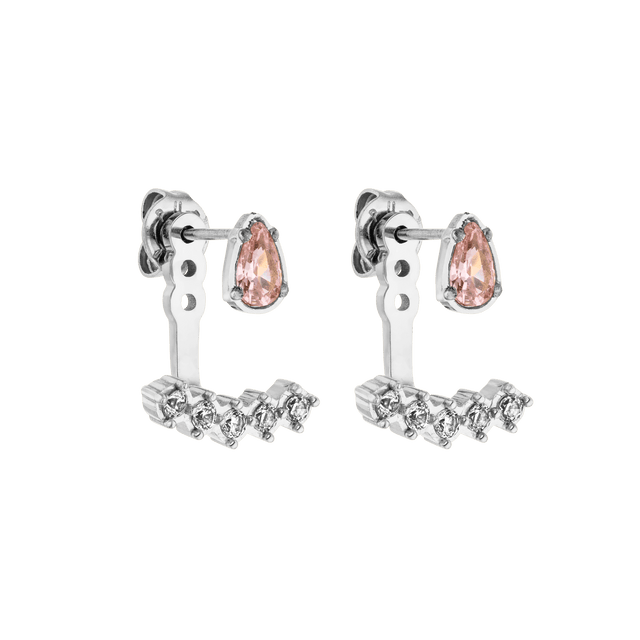 Adore Ohrringe in Silber mit rosa und weißen Zirkonia, nickelfrei, elegant und vielseitig tragbar von PURELEI.