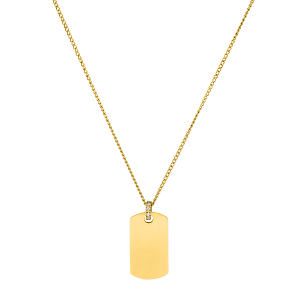 Plate Charm Kette von PURELEI aus 18K vergoldetem Edelstahl mit Zirkonia, elegant und nickelfrei für jeden Tag.