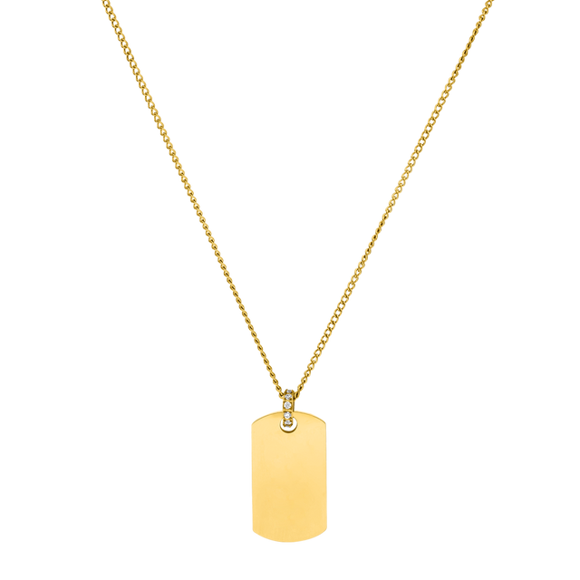 Plate Charm Kette von PURELEI aus 18K vergoldetem Edelstahl mit Zirkonia, elegant und nickelfrei für jeden Tag.