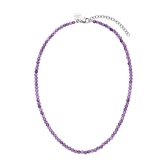 PURELEI Amethyst Kette mit verstellbaren Amethyst-Perlen in Silber, natürlich elegant und spirituell-inspiriert.