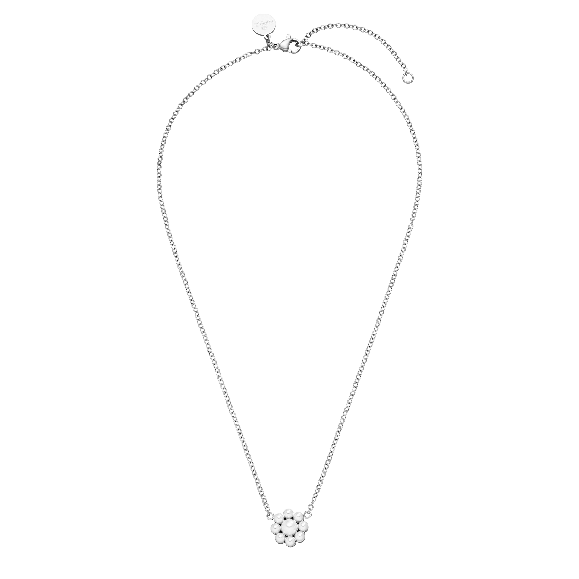 Silberne Kette mit weißem Perlenanhänger, elegant und feminin – PURELEI.