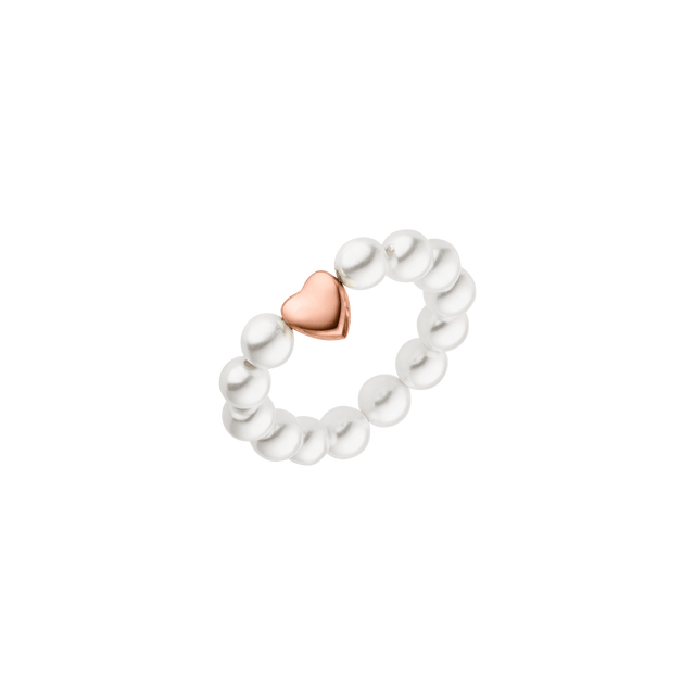 Anxiety Lovely Ring von PURELEI mit Muschelperlen und rosévergoldetem Herz, elegant und feminin gestaltet.
