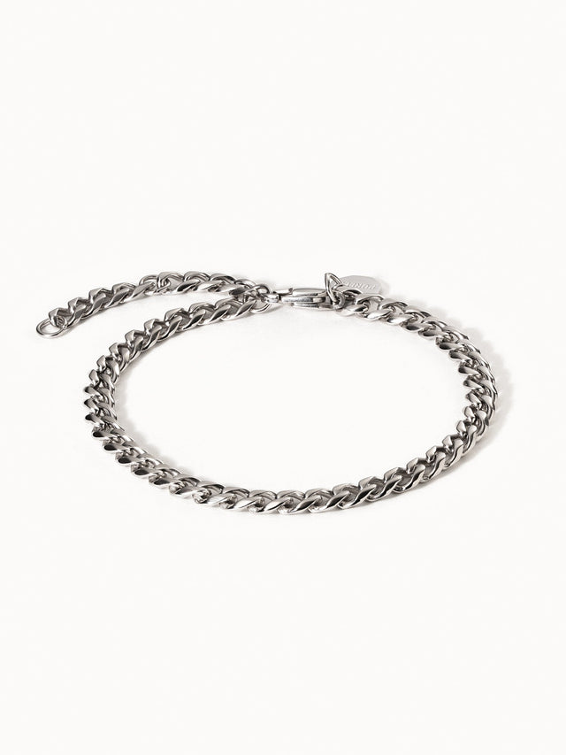 Silbernes Armband aus Edelstahl mit Kettendesign von PURELEI, elegant und modern.