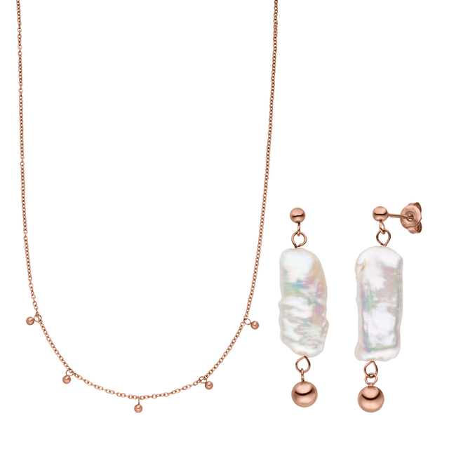 PURELEI Mahina Club Kahakai Roségold Kette mit Kugeln und Keshi Perlen, elegant und feminin inspiriert vom Meer