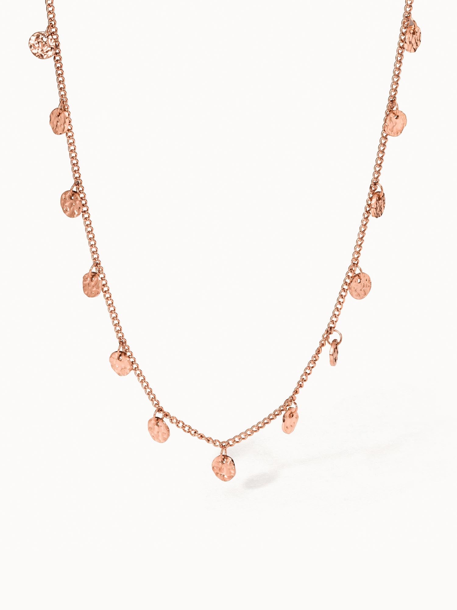 PURELEI Malihini Kette in Roségold mit geprägten Coins, filigran und elegant, inspiriert von island-spirit.
