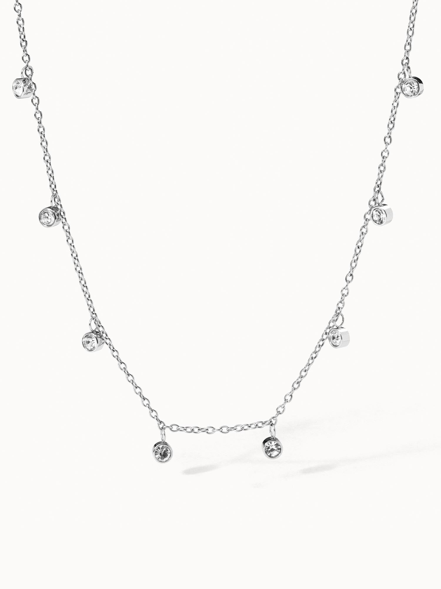 Silberne Nani Kette mit weißen Zirkonia-Anhängern, fein und elegant, pure femininer Island-Spirit von PURELEI.