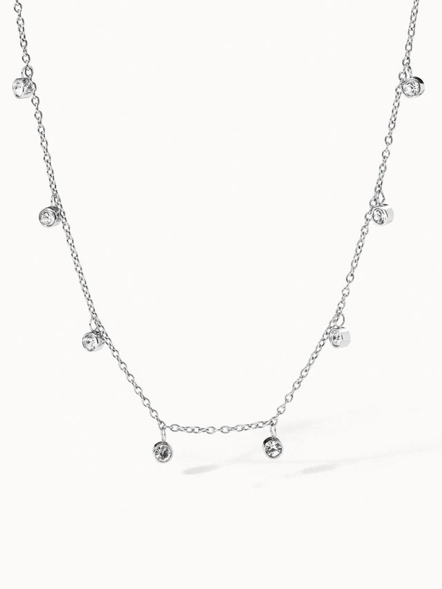 Silberne Nani Kette mit weißen Zirkonia-Anhängern, fein und elegant, pure femininer Island-Spirit von PURELEI.