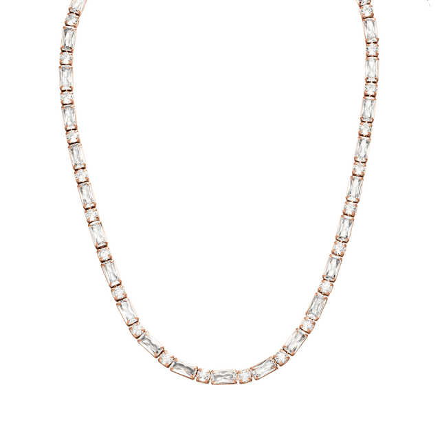 Elegante roségoldene Kette mit klaren Steinen von PURELEI, strahlt zeitlose Schönheit aus.