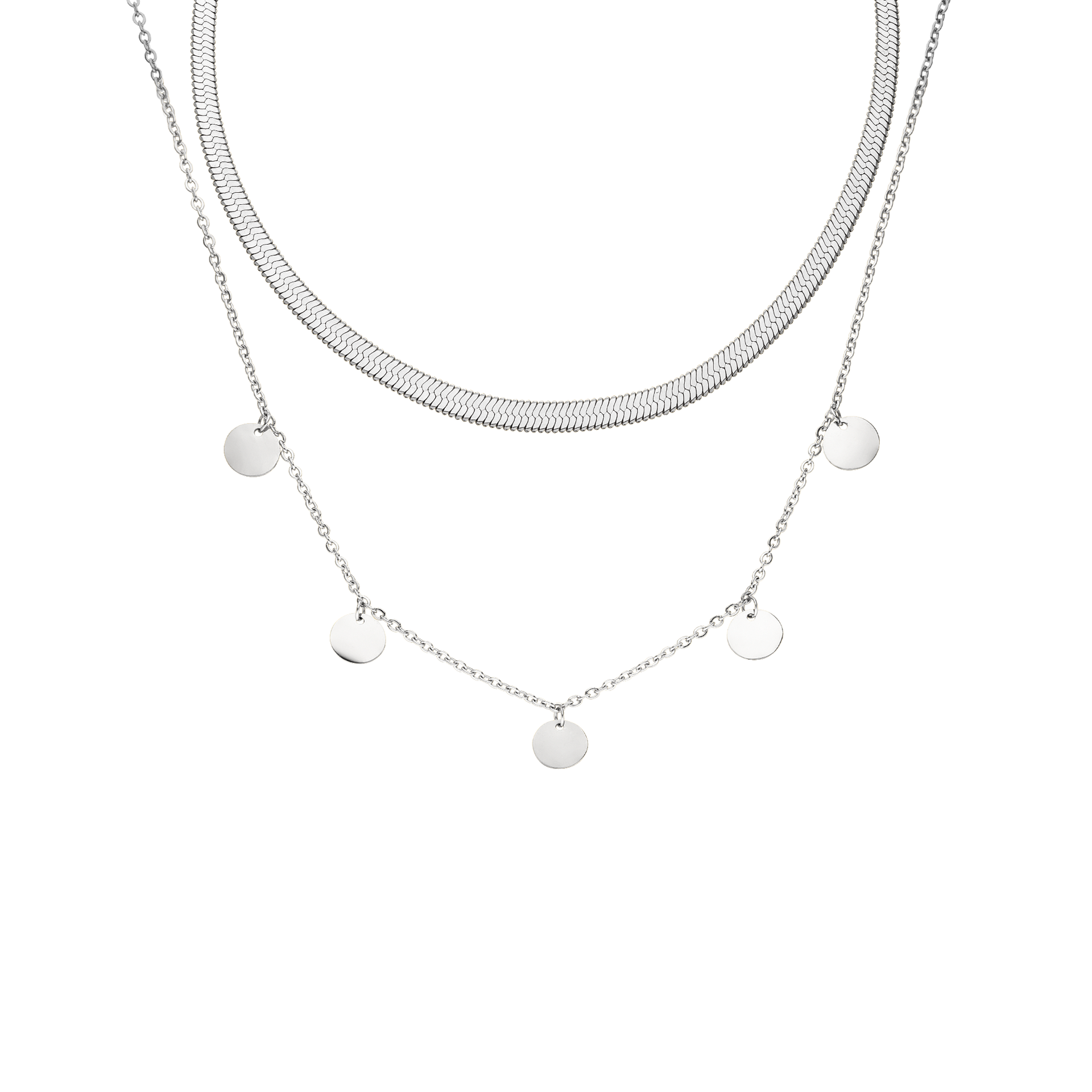 Silberne Kette mit runden Anhängern, elegant und modern, von PURELEI.