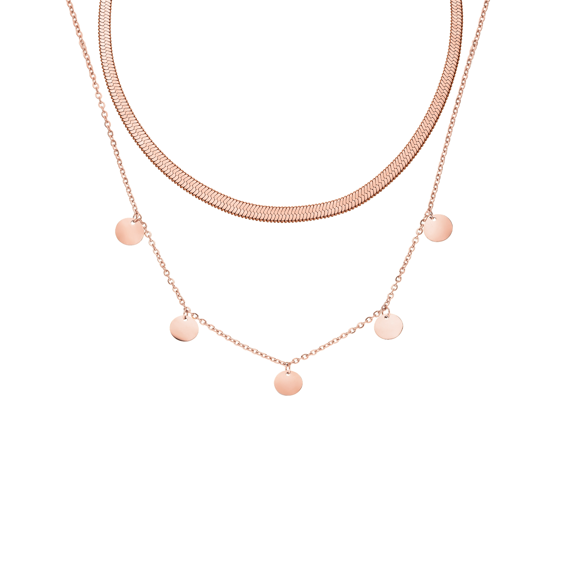 Roségoldene Kette mit runden Anhängern von PURELEI, elegant und feminin.