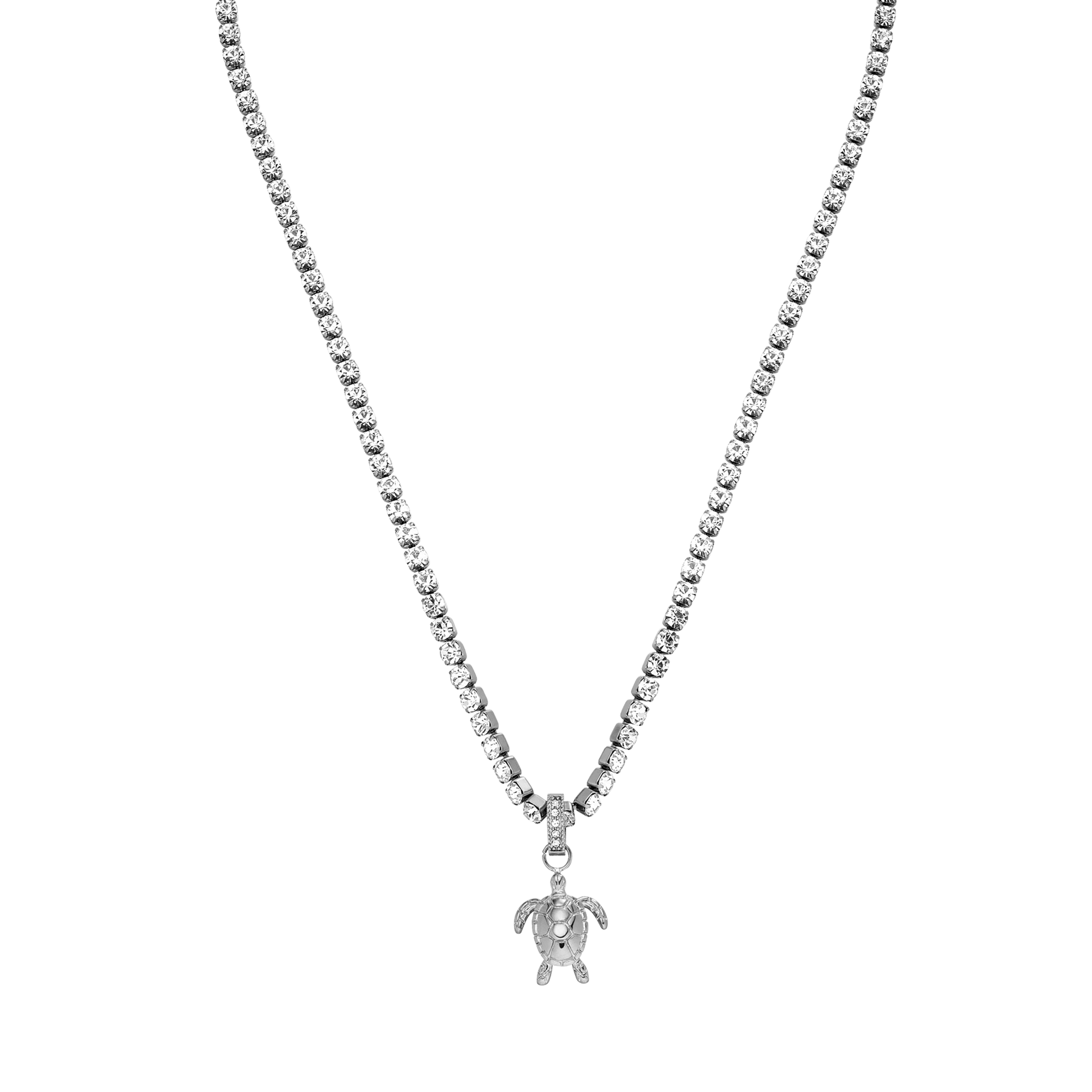 Silberne Kette mit Schildkröten-Anhänger, funkelnd und elegant, von PURELEI.