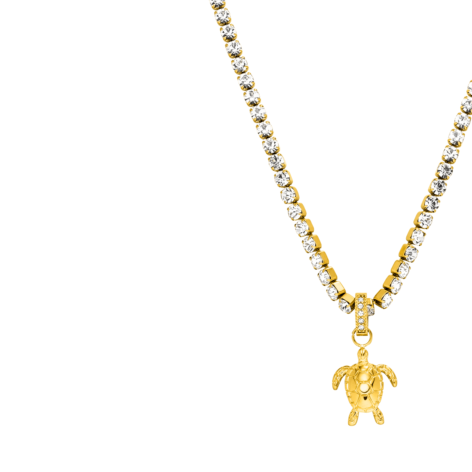 Goldene Kette mit Schildkröten-Anhänger und funkelnden Details von PURELEI.