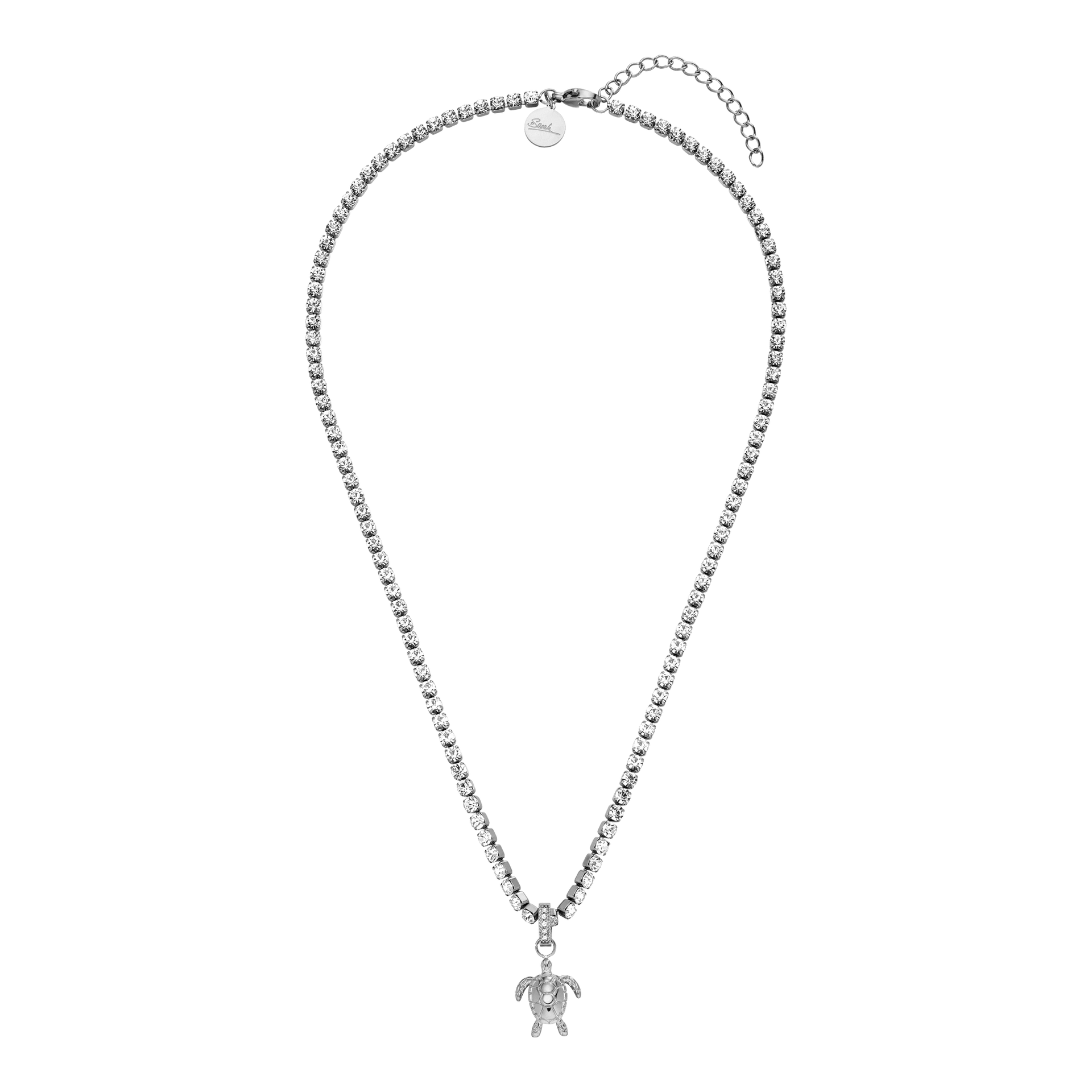 Silberne Kette mit Schildkröten-Anhänger, funkelnd und elegant, von PURELEI.
