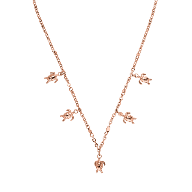 Roségoldene Kette mit Schildkröten-Anhängern von PURELEI, elegant und verspielt.