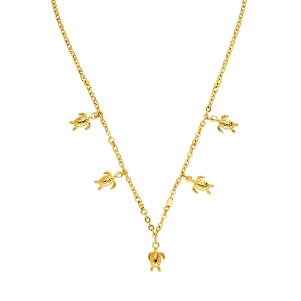 Goldene Kette mit Schildkröten-Anhängern, inspiriert von PURELEI.