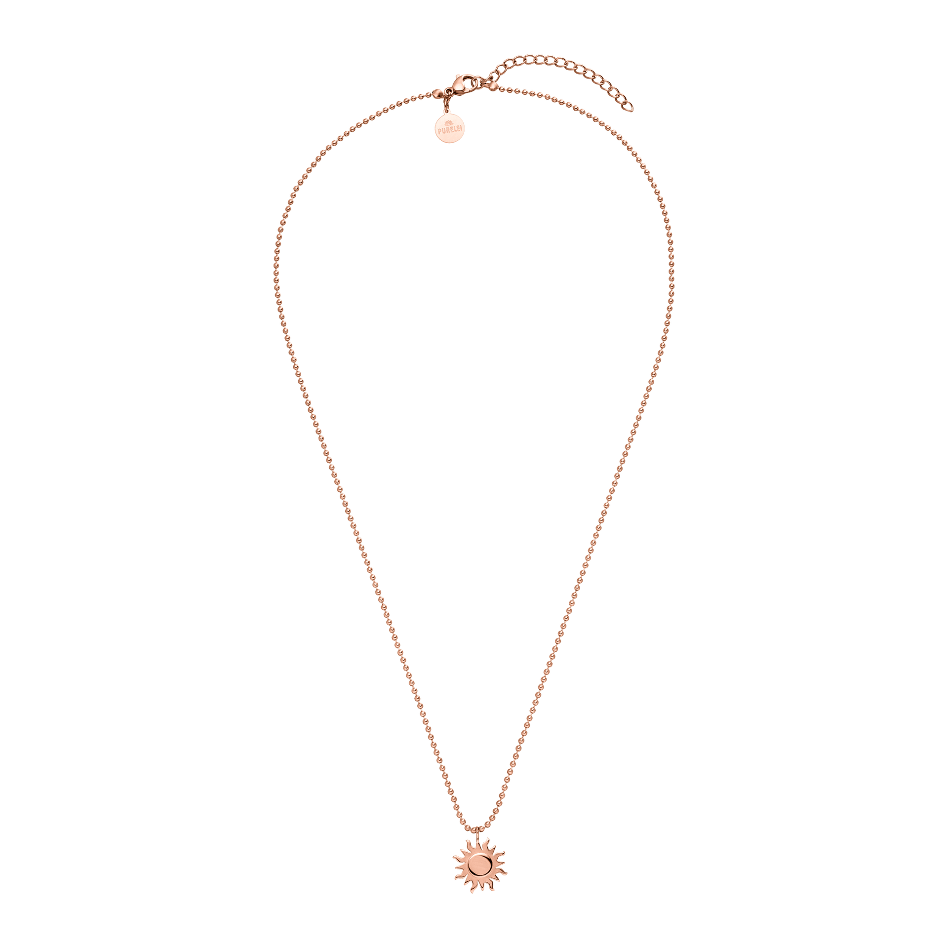 Roségoldene Kette mit Sonnenanhänger, elegant und feminin, von PURELEI.