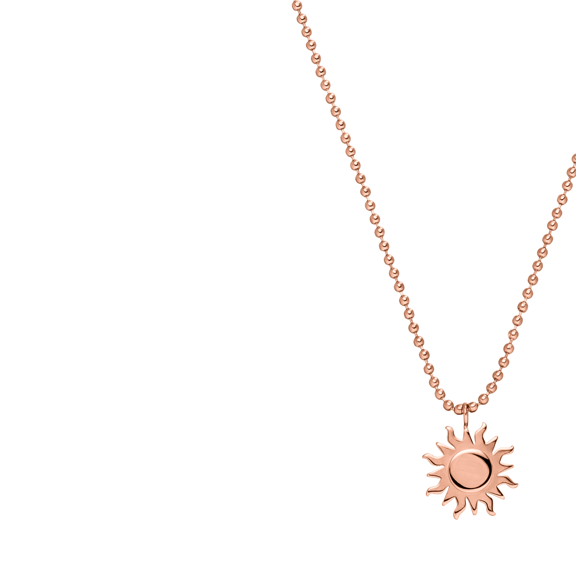 Roségoldene Kette mit Sonnenanhänger, elegant und strahlend, von PURELEI.
