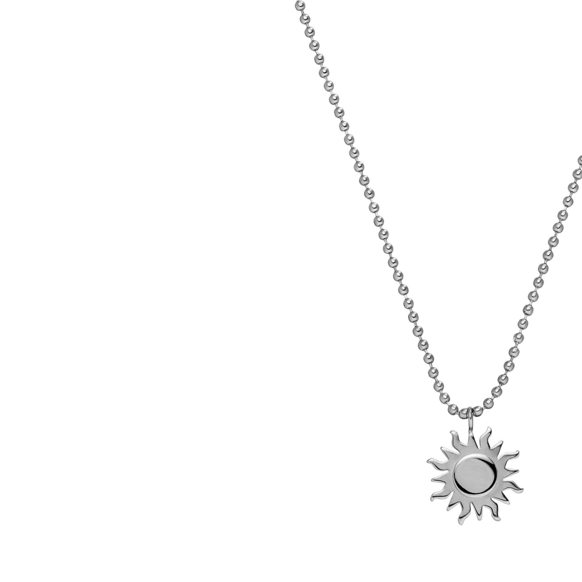 Silberne Kette mit Sonnensymbol, PURELEI, elegant und strahlend.