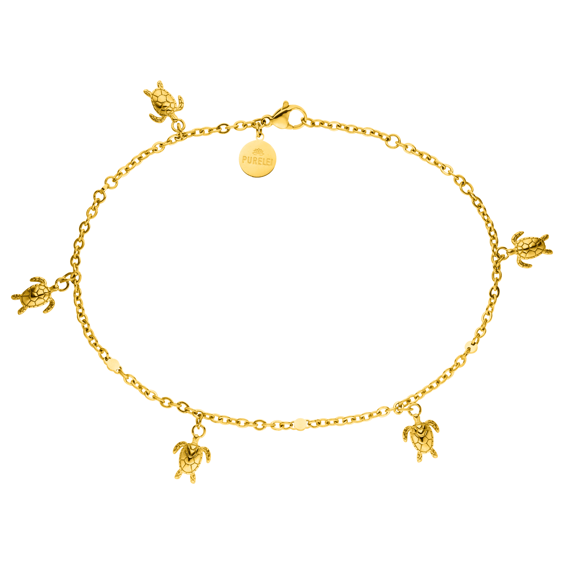 Goldenes Armband mit Schildkröten-Anhängern, inspiriert von der Natur – PURELEI.