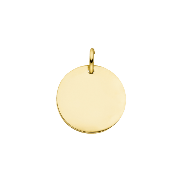 Plate Charm aus 18K vergoldetem Edelstahl, schlichtes rundes Design, edel und zeitlos, PURELEI Signature.