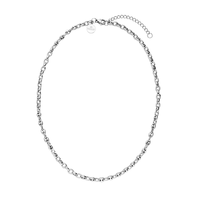 Silberne Kette mit ovalen Gliedern, elegant und modern, von PURELEI.