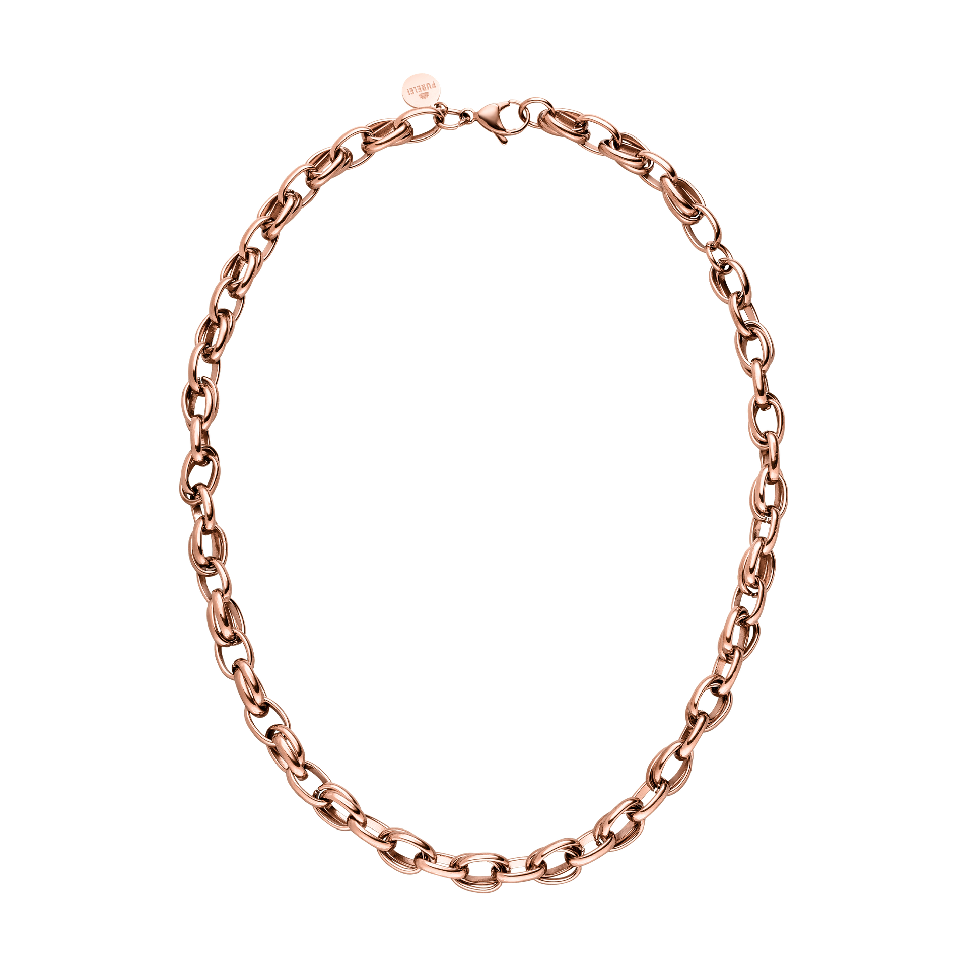 Roségoldene Kette mit ovalen Gliedern, elegant und modern, von PURELEI.