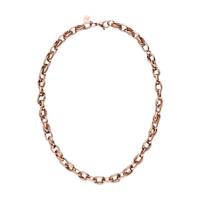 Roségoldene Kette mit ovalen Gliedern, elegant und modern, von PURELEI.