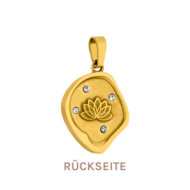 Goldener Lotus-Anhänger mit Zirkonia, PURELEI, elegant und inspirierend.