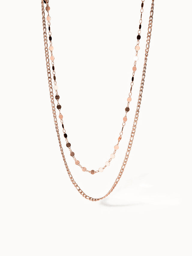 PURELEI Basic Ketten Set aus 18K rosévergoldetem Edelstahl, filigran, elegant, vielseitig für den Alltag.