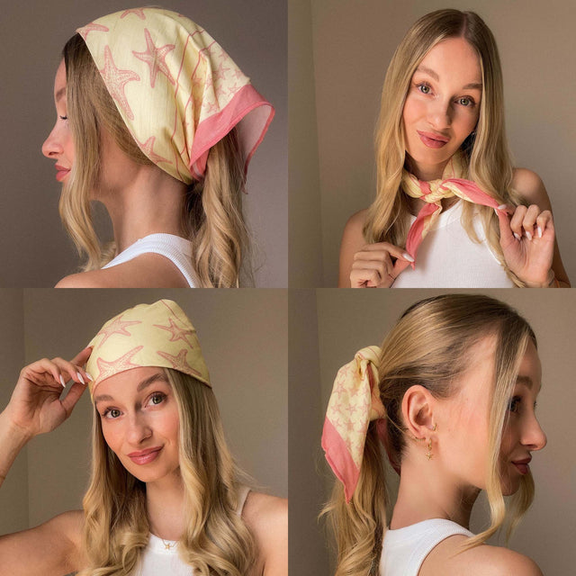 Helle, leichte PURELEI Seidenschal mit Sternenmotiv, vielseitig tragbar und elegant.