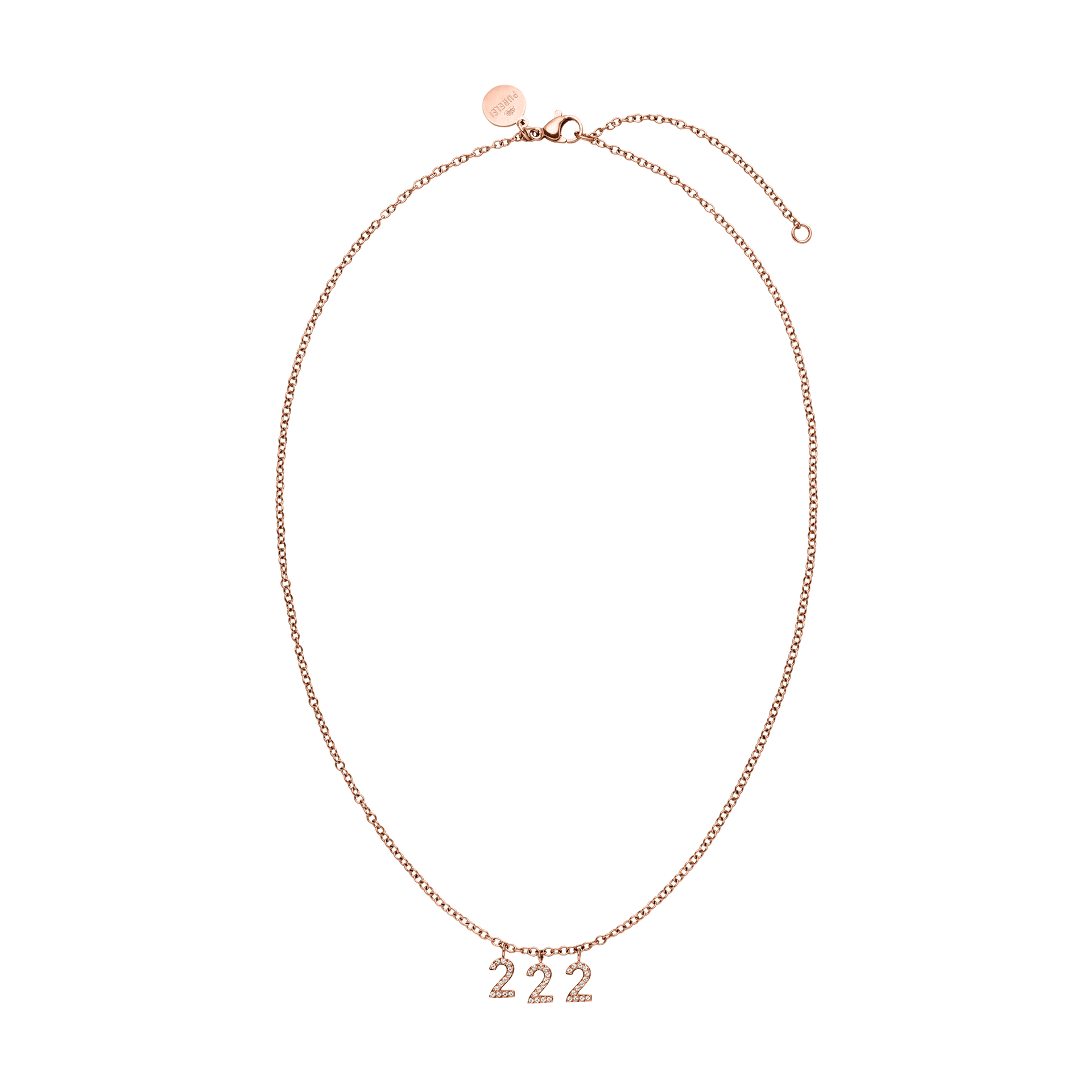 Roségoldene 222 Kette mit Zirkonia-Anhängern und Ankerkette, elegant und feminin