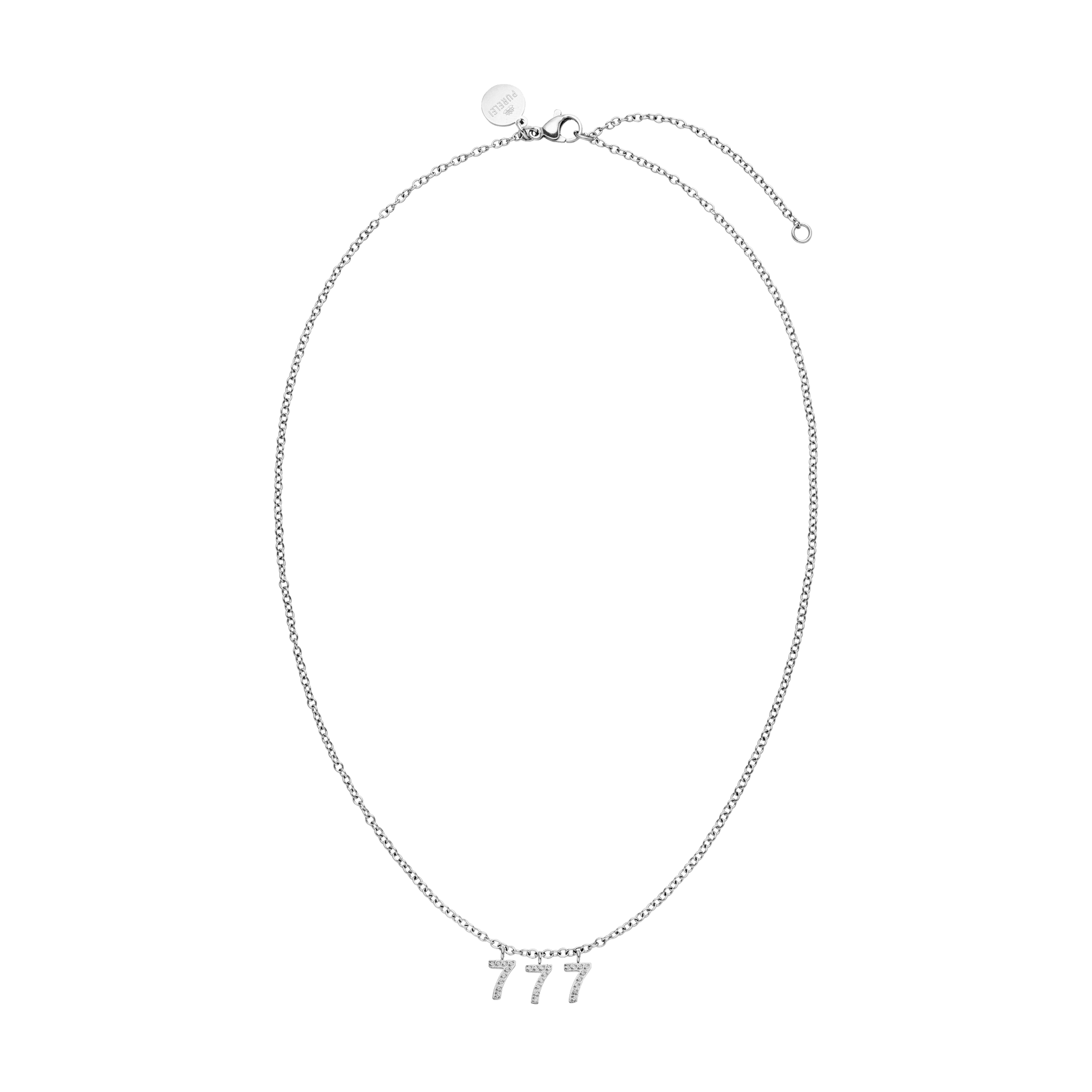 Silberne 777 Kette mit Zirkonia-Anhängern in Ankerkette, elegant und zeitlos, naturinspirierte Ästhetik von PURELEI