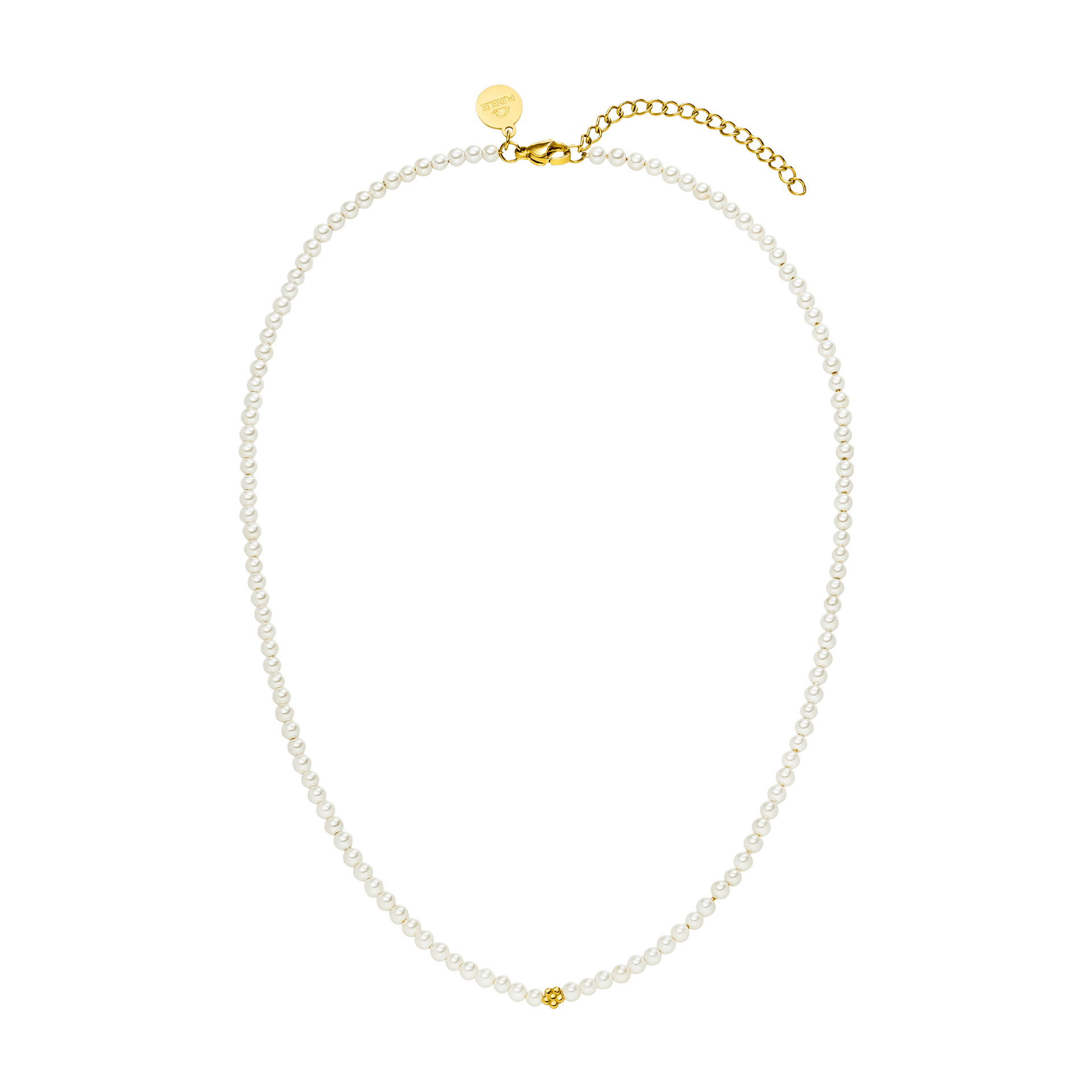 Perlenkette mit goldenen Akzenten, elegant und feminin, von PURELEI.