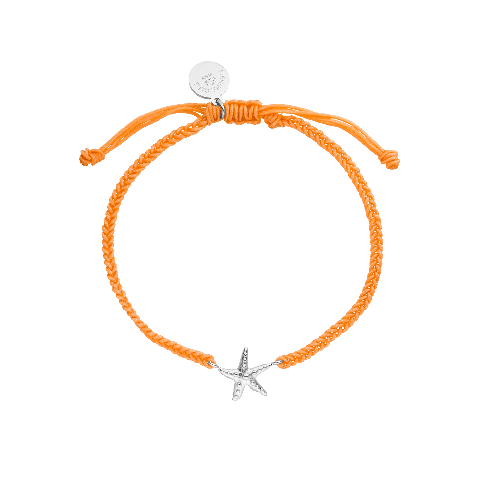 Oranges Armband mit silbernem Seestern-Anhänger von PURELEI, inspiriert von maritimer Leichtigkeit.
