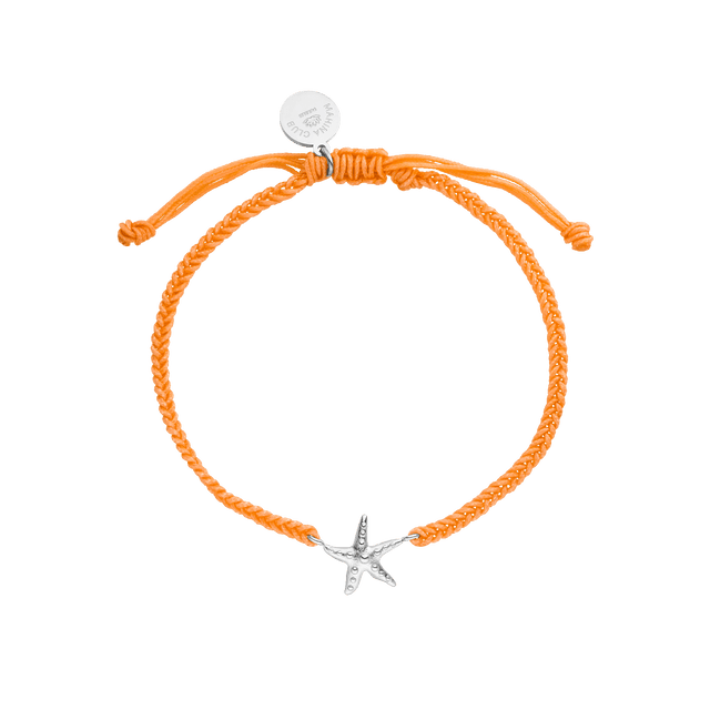 Oranges Armband mit silbernem Seestern-Anhänger von PURELEI, inspiriert von maritimer Leichtigkeit.