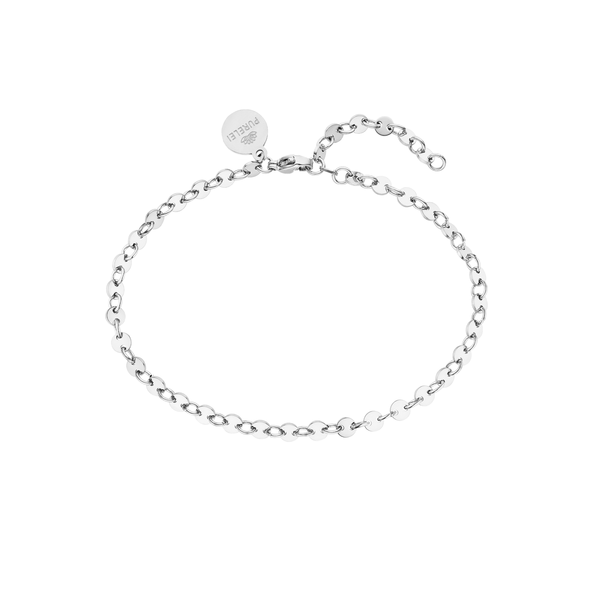 Silbernes Armband mit ovalen Gliedern, elegant und modern, von PURELEI.