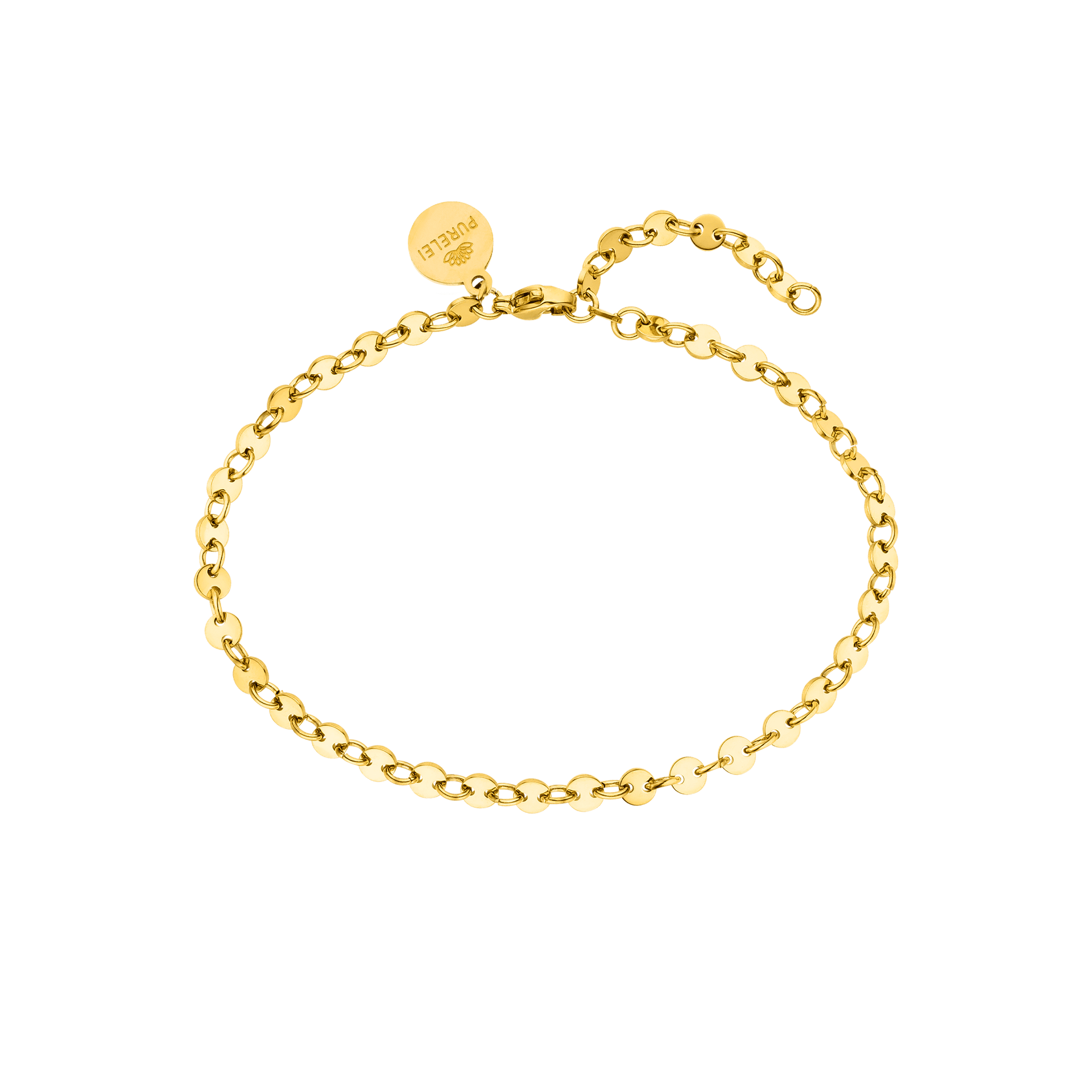 Goldenes Armband mit ovalen Gliedern, elegant und zeitlos, von PURELEI.