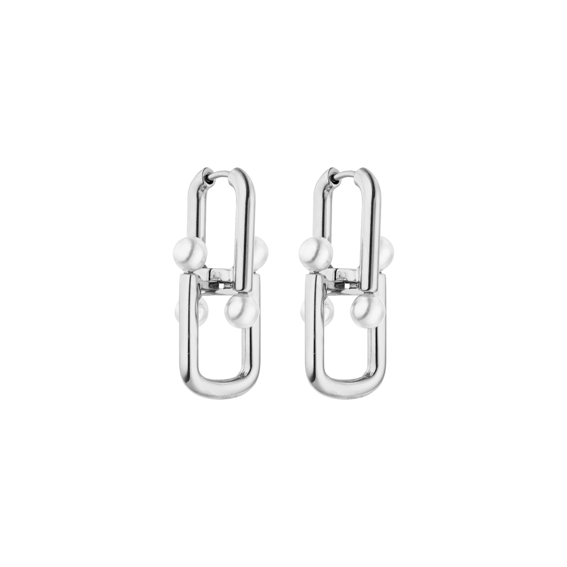 Silberne Ohrringe mit Perlen von PURELEI, modern und elegant.