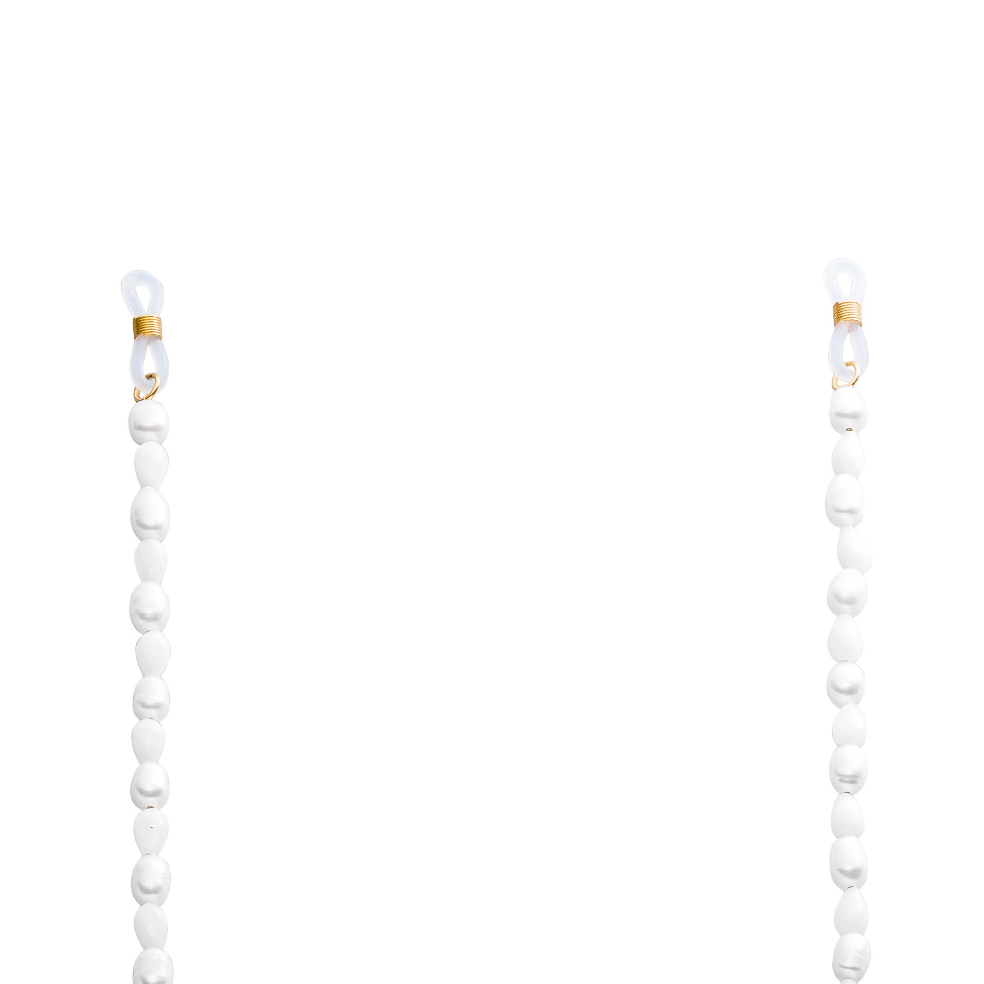 Weiße Perlenkette mit goldenen Akzenten von PURELEI, elegant und zeitlos.