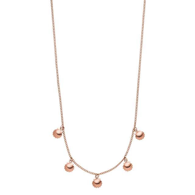 Roségoldene Kette mit Muschel-Anhängern von PURELEI, elegant und verspielt.